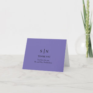 Minimal and Chic Purple Wedding Thank You Card