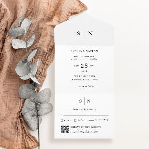 Minimal and Chic   QR Code Wedding All In One Invitation