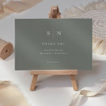 Minimal and Chic | Sage Green and White Wedding Thank You Card<br><div class="desc">These elegant,  modern wedding thank you cards feature a simple sage green and white text design that exudes minimalist style. Add your initials or monogram to make them completely your own.</div>