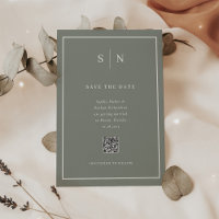 Minimal and Chic Sage Green QR Code Save the Date
