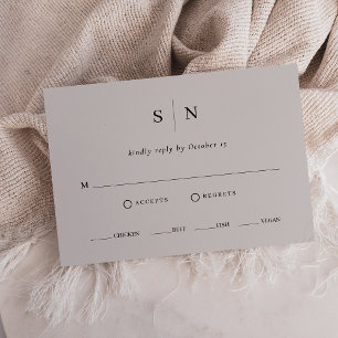 Minimal and Chic Soft Grey and Black Meal Choice RSVP Card