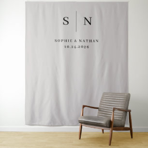 Minimal and Chic   Soft Grey and Black Wedding Tapestry