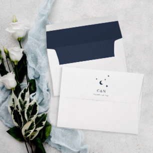 Minimal and Chic Star Moon Monogram Wedding Envelope