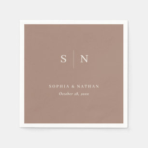 Minimal and Chic   Taupe and Cream Wedding Napkin
