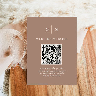 Minimal and Chic Taupe Scannable QR Code Wedding Enclosure Card