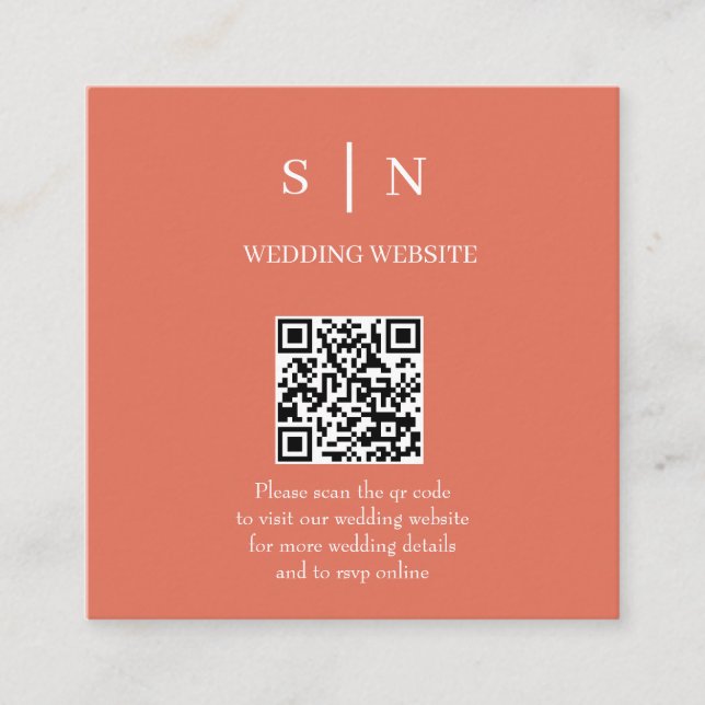 Minimal and Chic | Terracotta and White QR Code Enclosure Card (Front)