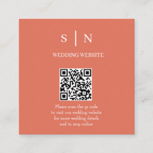 Minimal and Chic Terracotta and White QR Code Enclosure Card