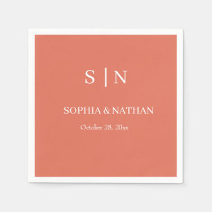 Minimal and Chic Terracotta and White Wedding Napkin