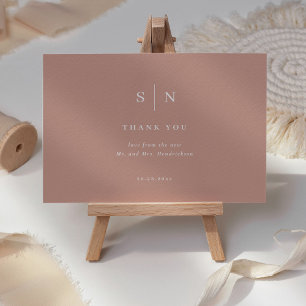 Minimal and Chic Terracotta and White Wedding Thank You Card