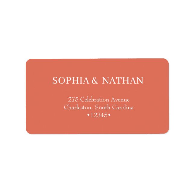 Minimal and Chic | Terracotta Wedding Label (Front)