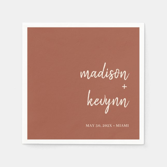 Minimal and Chic | Terracotta Wedding Napkins (Front)