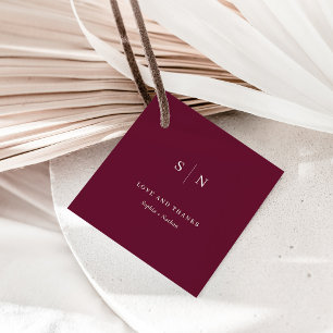 Minimal and Chic   Thank You Burgundy Wedding Favour Tags