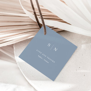 Minimal and Chic   Thank You Dusty Blue Wedding Favour Tags