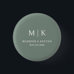 Minimal and Chic | Wedding  3 Cm Round Badge<br><div class="desc">These elegant,  modern wedding or bridal shower button  feature a simple green and white text design that exudes minimalist style. Add your initials or monogram to make them completely your own.</div>