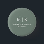 Minimal and Chic | Wedding  3 Cm Round Badge<br><div class="desc">These elegant,  modern wedding or bridal shower button  feature a simple green and white text design that exudes minimalist style. Add your initials or monogram to make them completely your own.</div>