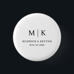 Minimal and Chic | Wedding  3 Cm Round Badge<br><div class="desc">These elegant,  modern wedding or bridal shower button  feature a simple black and white text design that exudes minimalist style. Add your initials or monogram to make them completely your own.</div>