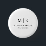 Minimal and Chic | Wedding  3 Cm Round Badge<br><div class="desc">These elegant,  modern wedding or bridal shower button  feature a simple black and white text design that exudes minimalist style. Add your initials or monogram to make them completely your own.</div>