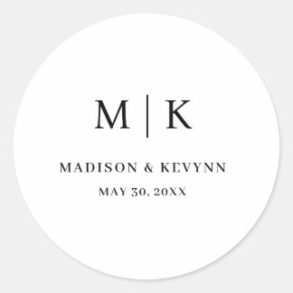 Minimal and Chic | Wedding Classic Round Sticker
