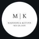 Minimal and Chic | Wedding  Classic Round Sticker<br><div class="desc">These elegant,  modern wedding or bridal shower Round Sticker feature a simple black and white text design that exudes minimalist style. Add your initials or monogram to make them completely your own.</div>