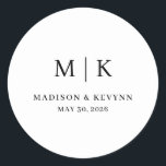 Minimal and Chic | Wedding  Classic Round Sticker<br><div class="desc">These elegant,  modern wedding or bridal shower Round Sticker feature a simple black and white text design that exudes minimalist style. Add your initials or monogram to make them completely your own.</div>