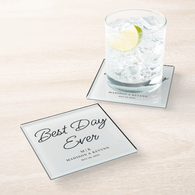Minimal and Chic | Wedding Glass Coaster (Angled)