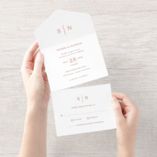 Minimal and Chic   Wedding Gold Foil All In One Invitation