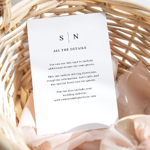 Minimal and Chic   Wedding Guest Details Enclosure Card