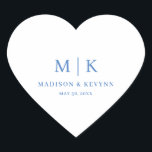 Minimal and Chic | Wedding  Heart Sticker<br><div class="desc">Minimal and Chic | Blue Wedding Classic Round StickerThese elegant,  modern wedding or bridal shower napkins feature a simple black and white text design that exudes minimalist style. Add your initials or monogram to make them completely your own.</div>