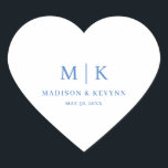 Minimal and Chic | Wedding  Heart Sticker<br><div class="desc">Minimal and Chic | Blue Wedding Classic Round StickerThese elegant,  modern wedding or bridal shower napkins feature a simple black and white text design that exudes minimalist style. Add your initials or monogram to make them completely your own.</div>