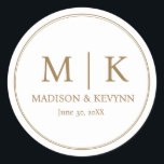 Minimal and Chic | Wedding Monograms Classic Round Sticker<br><div class="desc">Minimal and Chic | Black Wedding Monograms Classic Classic Round Sticker the text, and easily create your personalised Classic Round Sticker . Click EDIT to change the background colour or text colour. You can TRANSFER this DESIGN on other Zazzle products and adjust it to fit most of the Zazzle items....</div>