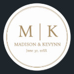 Minimal and Chic | Wedding Monograms Classic Round Sticker<br><div class="desc">Minimal and Chic | Black Wedding Monograms Classic Classic Round Sticker the text, and easily create your personalised Classic Round Sticker . Click EDIT to change the background colour or text colour. You can TRANSFER this DESIGN on other Zazzle products and adjust it to fit most of the Zazzle items....</div>