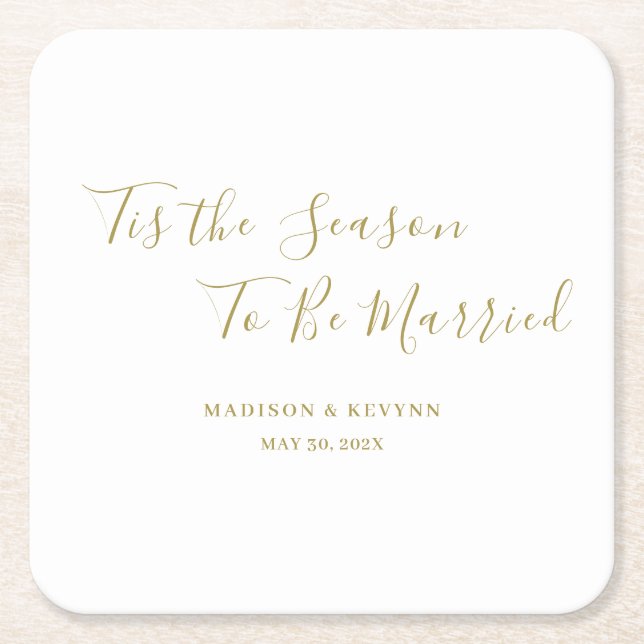 Minimal and Chic | Wedding Napkins Square Paper Coaster (Front)