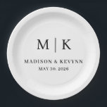 Minimal and Chic | Wedding  Paper Plate<br><div class="desc">These elegant,  modern wedding or bridal shower Paper Plates feature a simple black and white text design that exudes minimalist style. Add your initials or monogram to make them completely your own.</div>