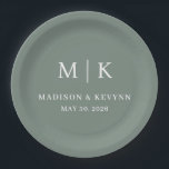 Minimal and Chic | Wedding  Paper Plate<br><div class="desc">These elegant,  modern wedding or bridal shower Paper Plates feature a simple black and white text design that exudes minimalist style. Add your initials or monogram to make them completely your own.</div>