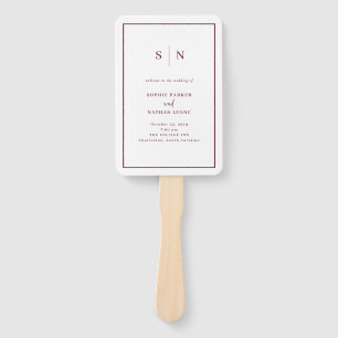 Minimal and Chic White and Burgundy Border Wedding Hand Fan