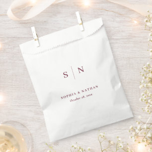 Minimal and Chic White and Burgundy Wedding Favour Bags