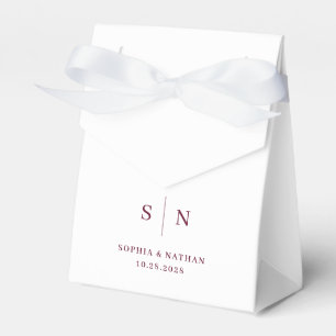 Minimal and Chic White and Burgundy Wedding Favour Box