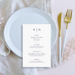 Minimal and Chic White and Purple Wedding Menu<br><div class="desc">These elegant,  modern wedding menu cards or rehearsal dinner menu cards feature a simple white and purple text design that exudes minimalist style. Add your initials or monogram to make them completely your own.</div>