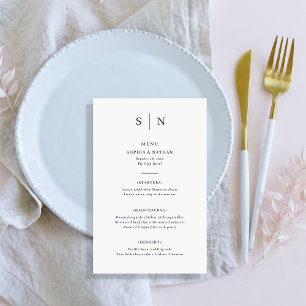 Minimal and Chic White and Purple Wedding Menu