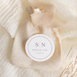 Minimal and Chic | White with Sage Wedding Initial Classic Round Sticker<br><div class="desc">These elegant,  modern wedding thank you favour stickers feature a simple white and sage green text design that exudes minimalist style. Add your initials or monogram to make them completely your own.</div>