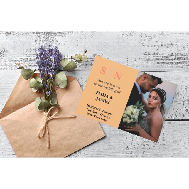 Minimal and ChicDusty Blue Two Photo Wedding  Invitation (Creator Uploaded)