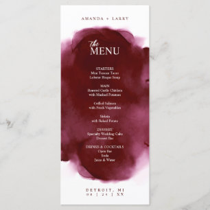 Minimal and Elegant Maroon Watercolor Menu Card