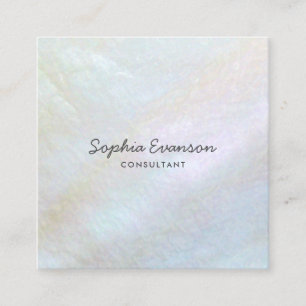 Minimal and Elegant Mother of Pearl Neutral Square Business Card
