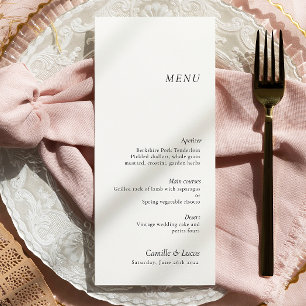 Minimal and elegant Wedding Menu