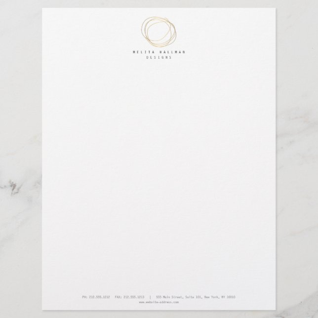 Minimal and Modern Gold Designer Scribble Logo Letterhead Design (Front)