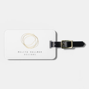 Minimal and Modern Gold Designer Scribble Logo Luggage Tag