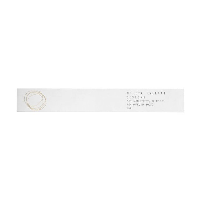 Minimal and Modern Gold Designer Scribble Logo Wraparound Address Label (Individual)