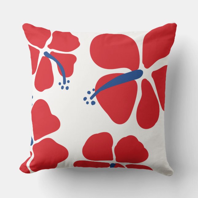 Minimal and Modern red hibiscus  Cushion (Front)