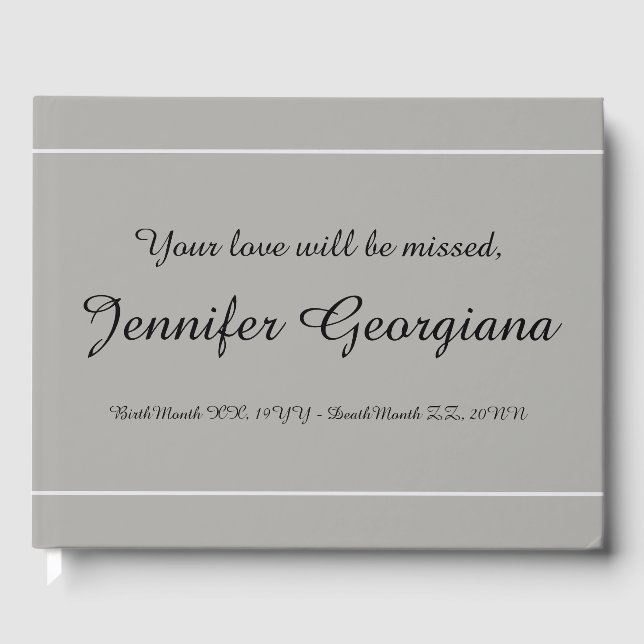 Minimal and Plain Funeral Guest Book (Front)