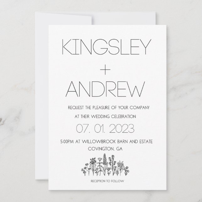 Minimal and Rustic Floral Wedding Inviation Invitation (Front)
